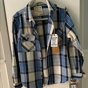 VSTR Blue and White Plaid mens Utility Jacket